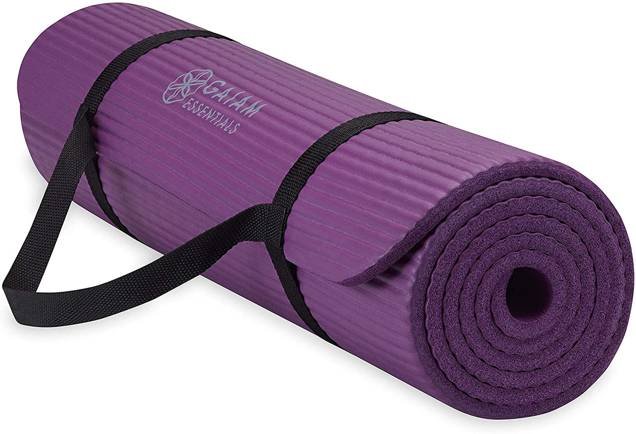 Essentials Thick Yoga Mat Fitness & Exercise Mat with Easy-Cinch Yoga Mat Carrier Strap, 72"L X 24"W X 2/5 Inch Thick