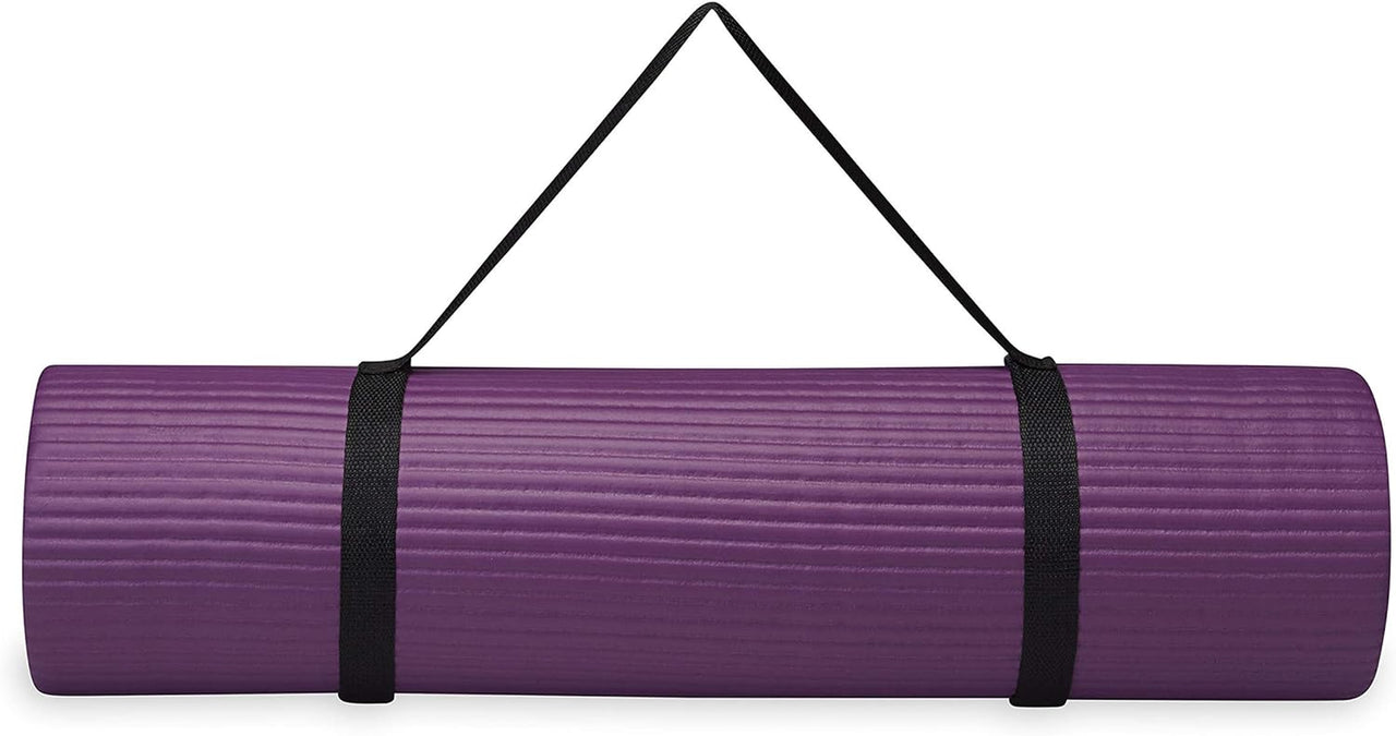 Essentials Thick Yoga Mat Fitness & Exercise Mat with Easy-Cinch Yoga Mat Carrier Strap, 72"L X 24"W X 2/5 Inch Thick